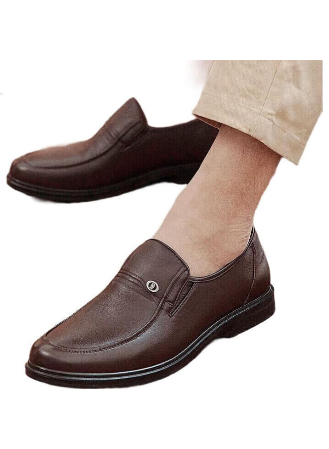 Connell Men'S Round Toe Slip-On Formal Shoes Lightweight One-Step Middle-Aged And Elderly Business Casual Shoes Brown Size 42 - Image 2