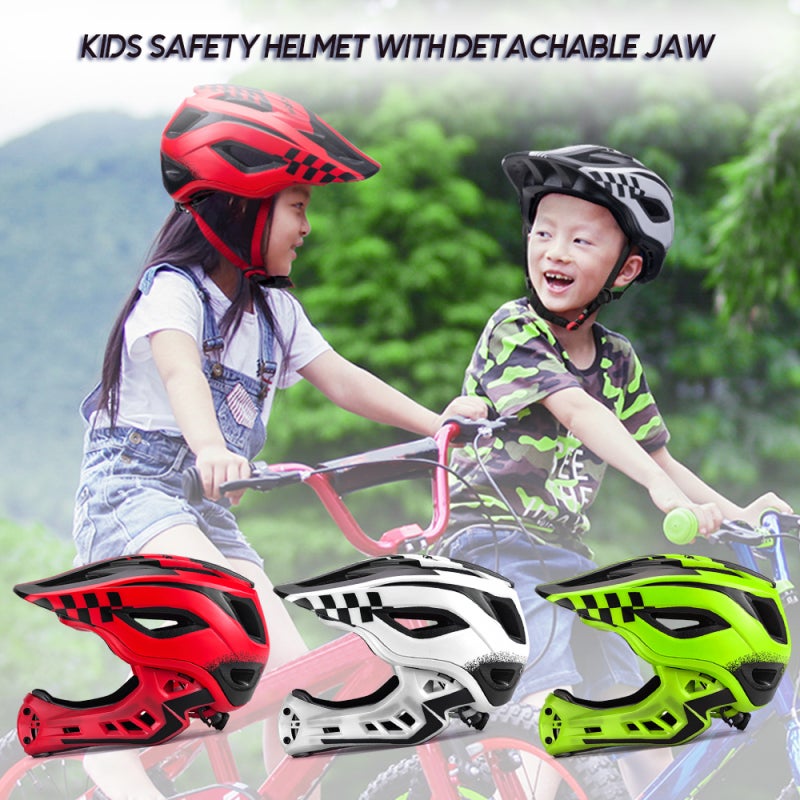 Full Face Helmet Size S White Impact Resistant PC Shell - Detachable Chin Lightweight Breathable Sports Helmet for Kids Riding Skating - Image 2