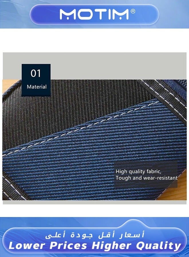 Motim Men's Short Wallet Fabric Wallet Vertical Slim Trifold Blue Purses with Chain Zipper for Men  - Image 3
