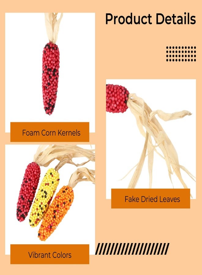 Homaisson 12 PCS Thanksgiving Fake Corn, Fall Artificial Corn 3 Colors, Simulation Fake Corn Ornament, Harvest Artificial Foam Corn Cob Decor for Family Farmhouse Autumn Table Decorations - Image 4