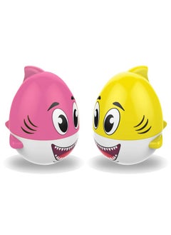 Shark Bath Toy For Babies And Toddlers | 2-Pack Pink And Yellow Bath Toy With Sound Effect | Weeble Wobble Toy For Babies | Shark Toy For Toddlers 6 Months +