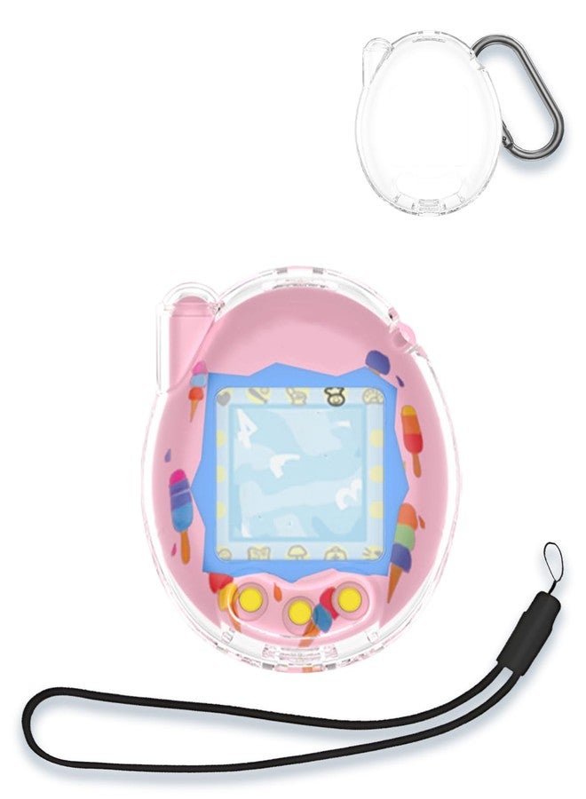 WUNIAK for Tamagotchi Connection Case Cover,WUNIAK Design Kid Friendly PC Protective Portable Scratch Shock Resistant Shell with Lanyard for Tamagotchi,Transparent - Image 1