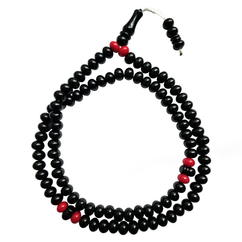 TheTasbih TheTasbih Large Durable Black Plastic Tasbih with 9mm Beads  Sturdy Muslim Rosary  6 Red Accent Beads 