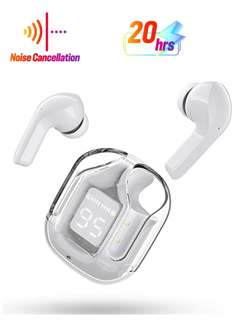 ANKOVO Wireless Earbuds, Bluetooth Headphones with ENC Noise Canceling, Translucent Design, HiFi Dual Stereo Microphone, Mini In-Ear Earbuds, Charging Case, LED Digital Display  - Image 1