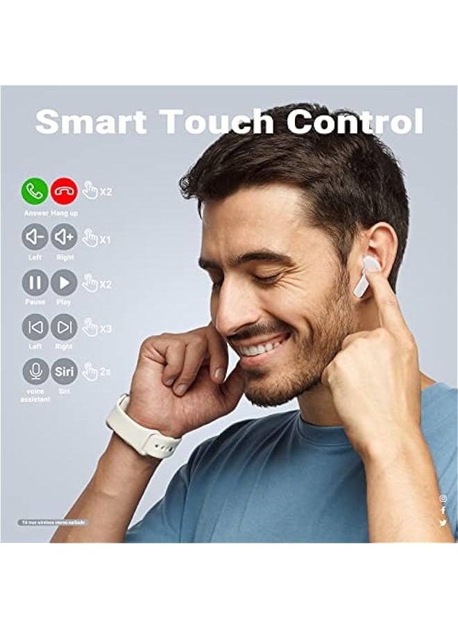 ANKOVO Wireless Earbuds, Bluetooth Headphones with ENC Noise Canceling, Translucent Design, HiFi Dual Stereo Microphone, Mini In-Ear Earbuds, Charging Case, LED Digital Display  - Image 2