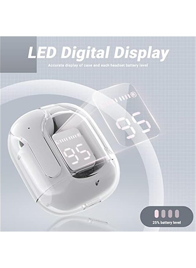 ANKOVO Wireless Earbuds, Bluetooth Headphones with ENC Noise Canceling, Translucent Design, HiFi Dual Stereo Microphone, Mini In-Ear Earbuds, Charging Case, LED Digital Display  - Image 5