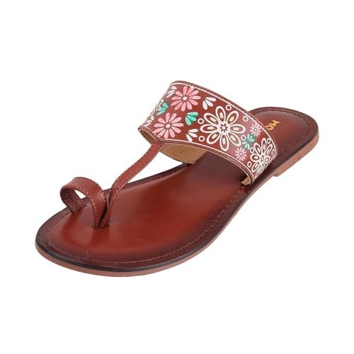 Mochi Women Tan Synthetic Leather Kolhapuri chappal UK/6 EU/39 (32-541) - Image 1