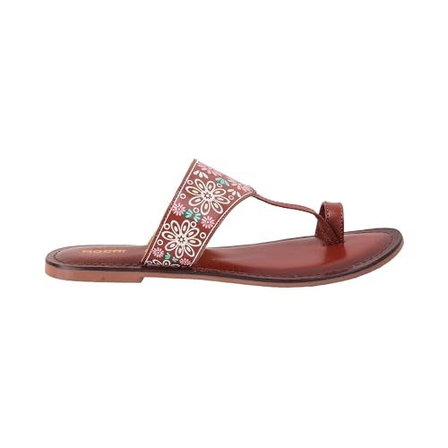 Mochi Women Tan Synthetic Leather Kolhapuri chappal UK/6 EU/39 (32-541) - Image 3
