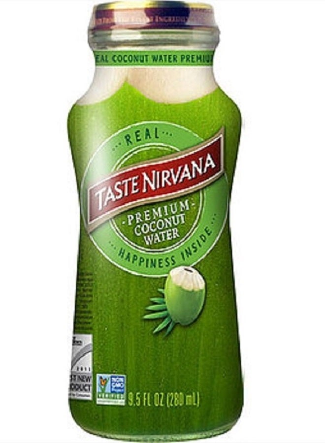 Taste Nirvana Real Coconut Water, Premium Coconut Water, 9.5 Ounce Glass Bottles (Pack of 12) - Image 1