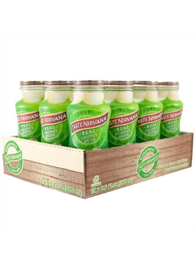 Taste Nirvana Real Coconut Water, Premium Coconut Water, 9.5 Ounce Glass Bottles (Pack of 12) - Image 2