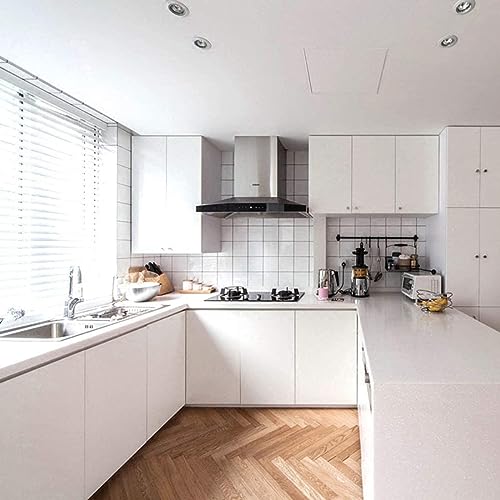 WISDOM Wall Stickers Pure White Vinyl Wallpaper Renovation Furniture Decorative Film Waterproof Stickers for Kitchen Backsplash Home Decor Rolls (2 Feet x 18 Feet, White Matte) - Image 5