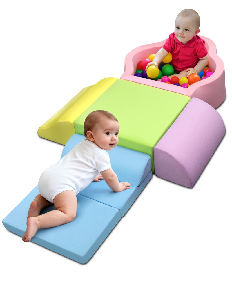 Markdang Soft Play Set, Foam Baby Climbing Blocks with Anti-Slip Particles Bottom & Velcro Connectors for Toddlers 6-24 Months, High-Density Foam & Washable Cover for Motor Skills Development (Color) - Image 1