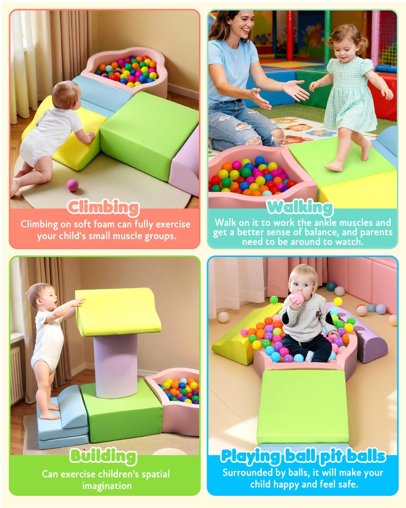 Markdang Soft Play Set, Foam Baby Climbing Blocks with Anti-Slip Particles Bottom & Velcro Connectors for Toddlers 6-24 Months, High-Density Foam & Washable Cover for Motor Skills Development (Color) - Image 5