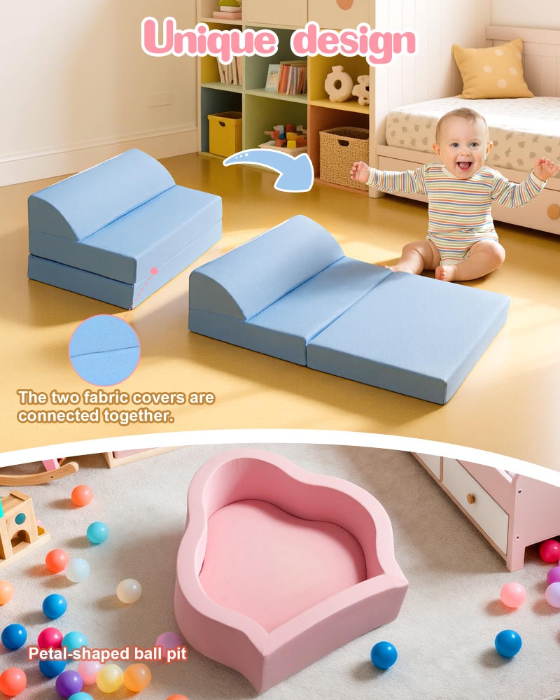 Markdang Soft Play Set, Foam Baby Climbing Blocks with Anti-Slip Particles Bottom & Velcro Connectors for Toddlers 6-24 Months, High-Density Foam & Washable Cover for Motor Skills Development (Color) - Image 3