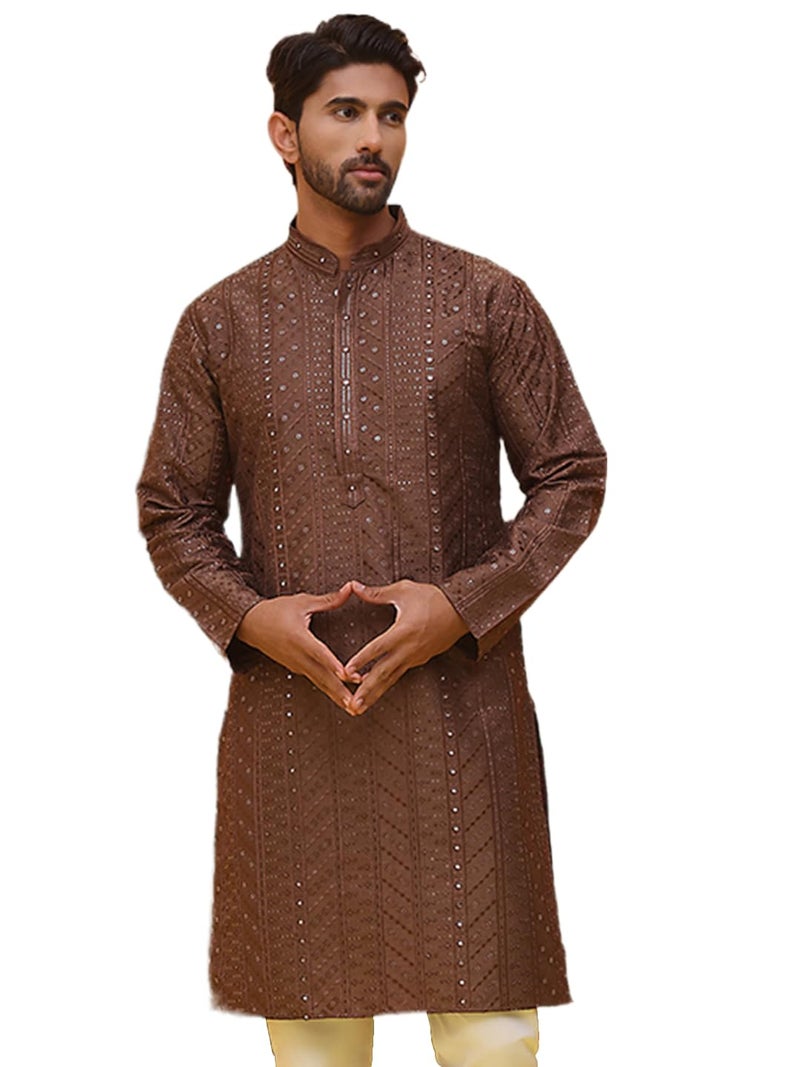 Jompers Embroidered Silk Blend Straight Kurta for Men - Image 1