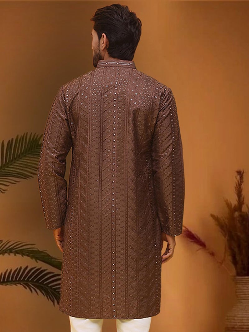 Jompers Embroidered Silk Blend Straight Kurta for Men - Image 3