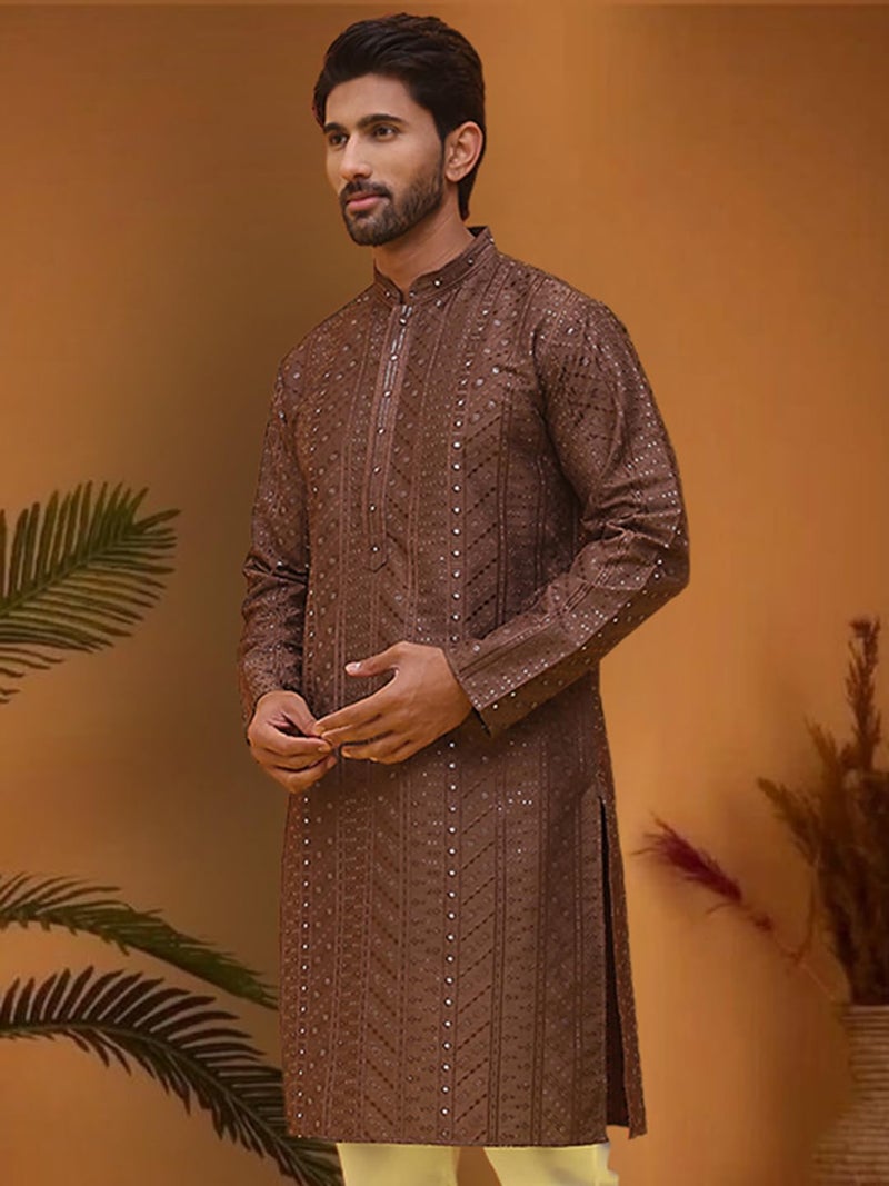 Jompers Embroidered Silk Blend Straight Kurta for Men - Image 2