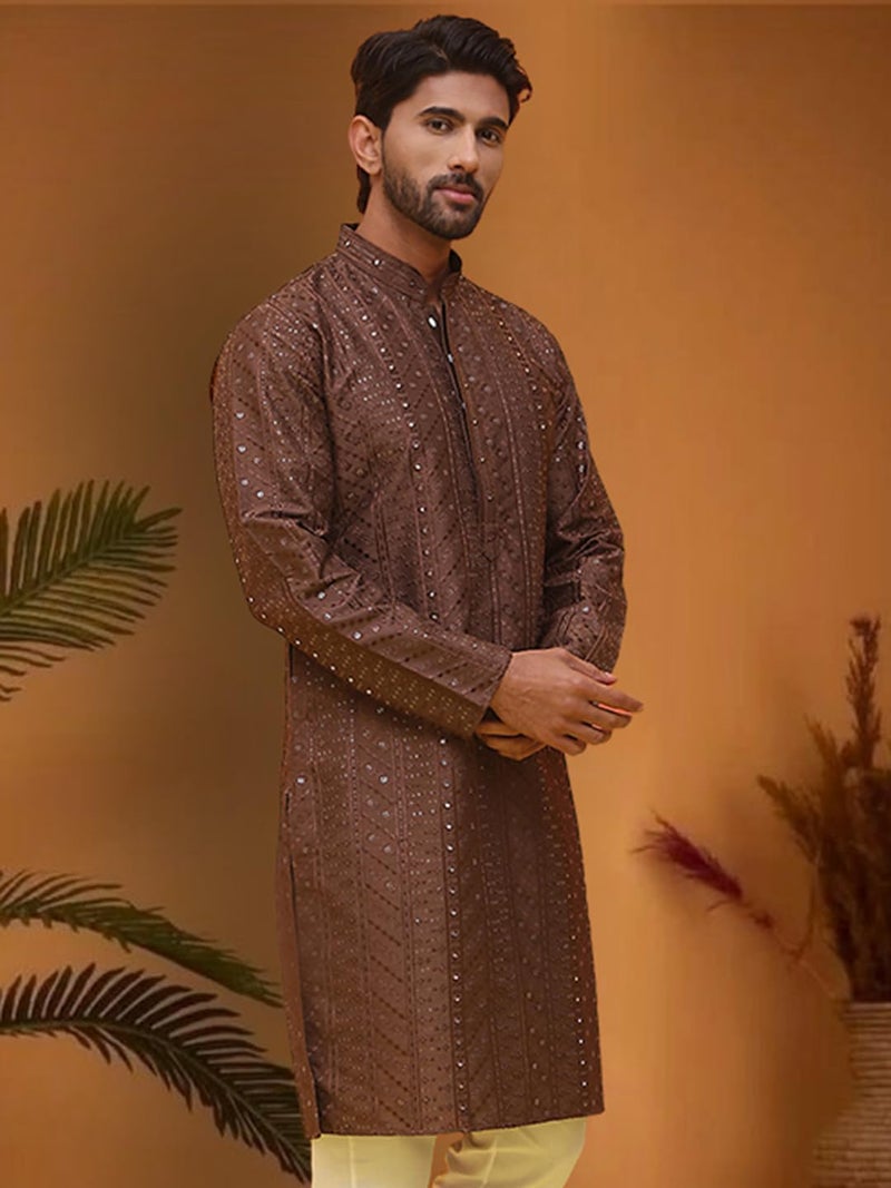 Jompers Embroidered Silk Blend Straight Kurta for Men - Image 5