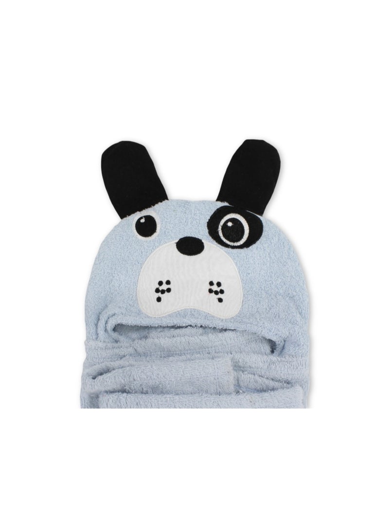 Junior Baby Cotton Hooded Towel – Baby Blue with Puppy Design - Image 4