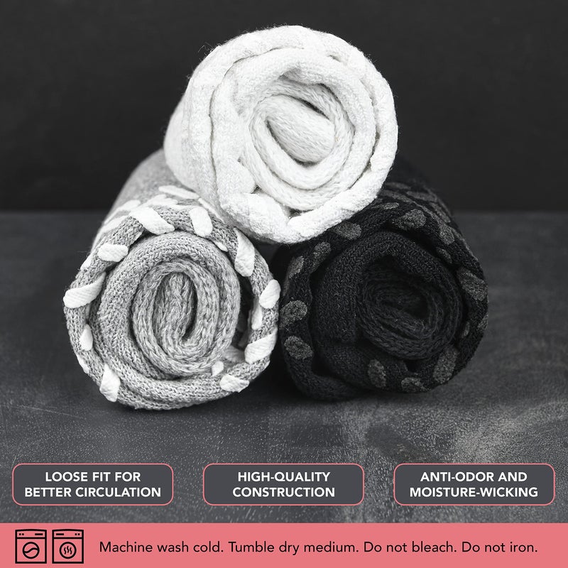 Debra Weitzner Non-Binding Loose Fit Sock - Non-Slip Diabetic Socks for Men and Women - Crew 3Pk Grey - Image 5