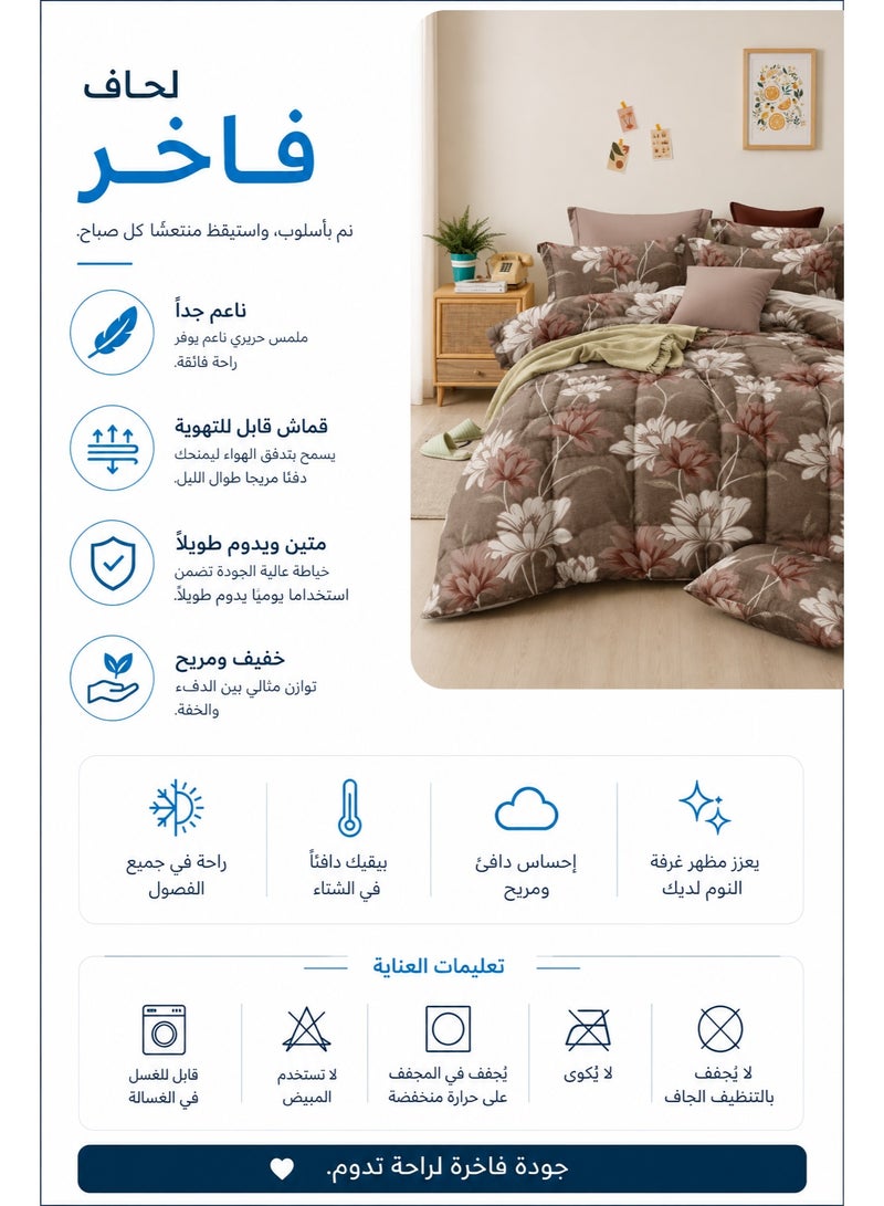 Premium Floral Printed Comforter Set – King Size 245x260 cm, Includes Flat Bedsheet & Pillow Covers, Soft All-Season Bedding - Image 4