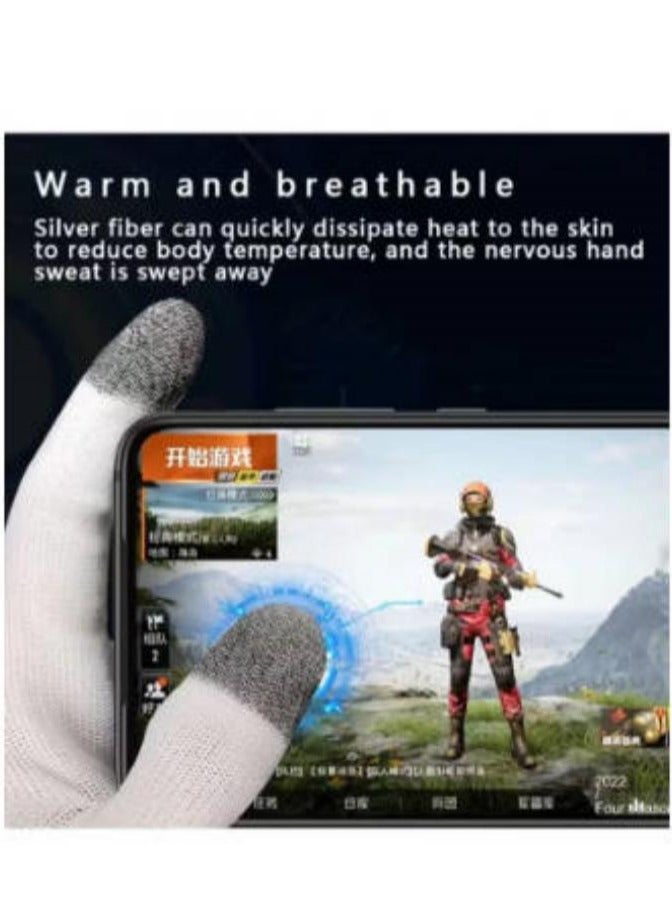 2 Pairs E-Sports Gaming Gloves, Gaming Finger Sleeves, Anti-Sweat Breathable, Thumb Sleeves for Highly Sensitive Nano-Silver Fiber Material + Nylon, for PUBG Mobile Phone Games Accessories  - Image 4