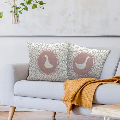 Nvotell Goose Decor Pillow Covers 18x18, Baby Girl Nursery Decor, Vintage Floral Botanical Goose Decorative Throw Pillow Covers Pillowcase for Baby Girl Nursery Room Bedroom Decor, Set of 2 - Image 2