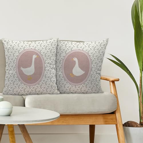 Nvotell Goose Decor Pillow Covers 18x18, Baby Girl Nursery Decor, Vintage Floral Botanical Goose Decorative Throw Pillow Covers Pillowcase for Baby Girl Nursery Room Bedroom Decor, Set of 2 - Image 3