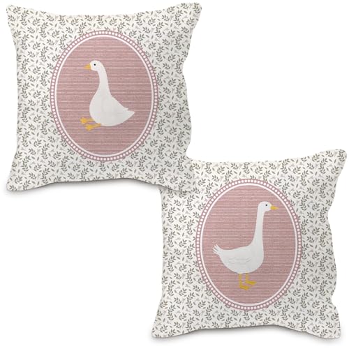 Nvotell Goose Decor Pillow Covers 18x18, Baby Girl Nursery Decor, Vintage Floral Botanical Goose Decorative Throw Pillow Covers Pillowcase for Baby Girl Nursery Room Bedroom Decor, Set of 2 - Image 1