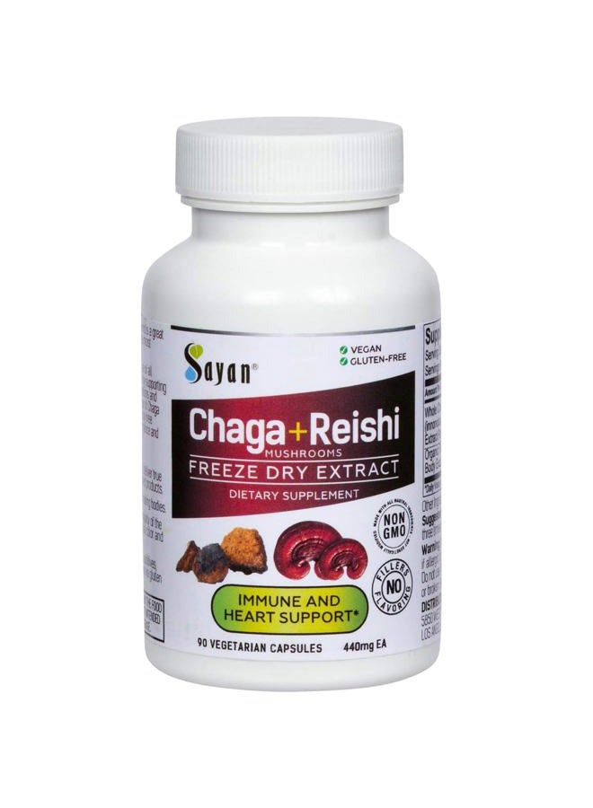 sayan Siberian Chaga and Organic Reishi Mushroom Extract Supplement – 90 Capsules/440mg Each - Wild-Harvested, Antioxidant Blend for Immune System Support + Natural Energy Boost, Non-GMO, Gluten Free - Image 1