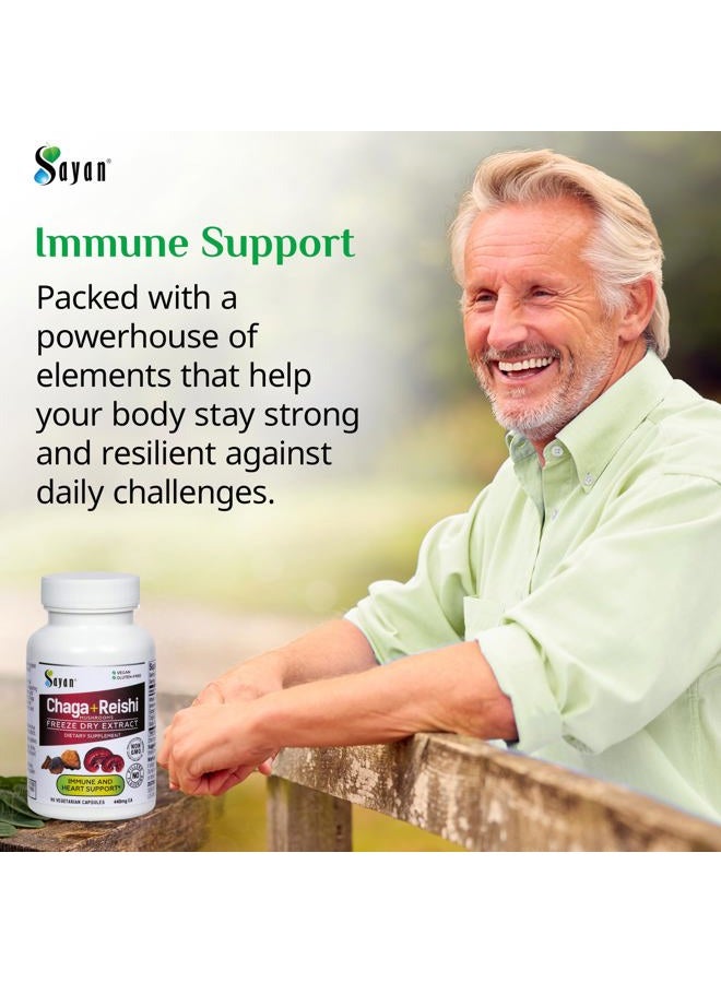 sayan Siberian Chaga and Organic Reishi Mushroom Extract Supplement – 90 Capsules/440mg Each - Wild-Harvested, Antioxidant Blend for Immune System Support + Natural Energy Boost, Non-GMO, Gluten Free - Image 2