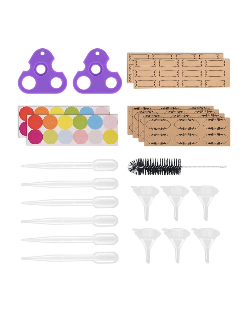 Easytle Essential Oil Tools Essential Oil Opener Essential Oil Key Tool for Essential Oil Accessories Includes 2 Openers, 6 Droppers, 6 Funnels, 72 Labels And Brush Tools Set for Glass Roll On Bottles  - Image 1