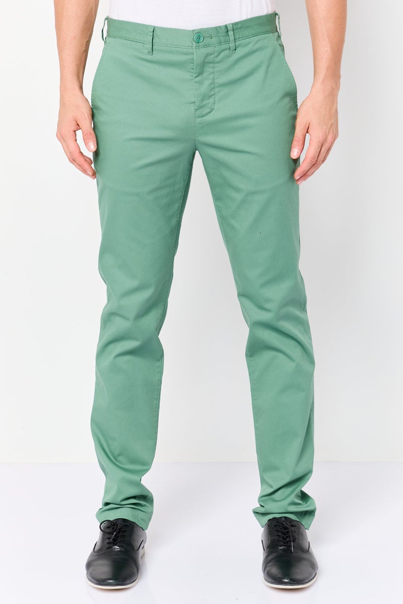 LACOSTE Men Slim Fit Solid Chino Pants, Green - Image 1