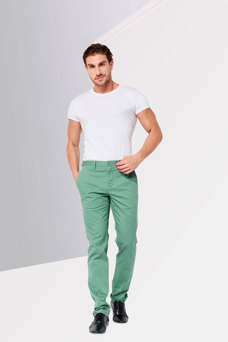 LACOSTE Men Slim Fit Solid Chino Pants, Green - Image 2