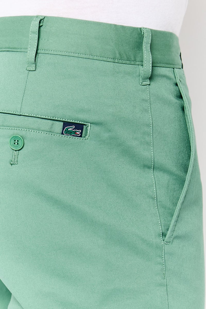 LACOSTE Men Slim Fit Solid Chino Pants, Green - Image 3