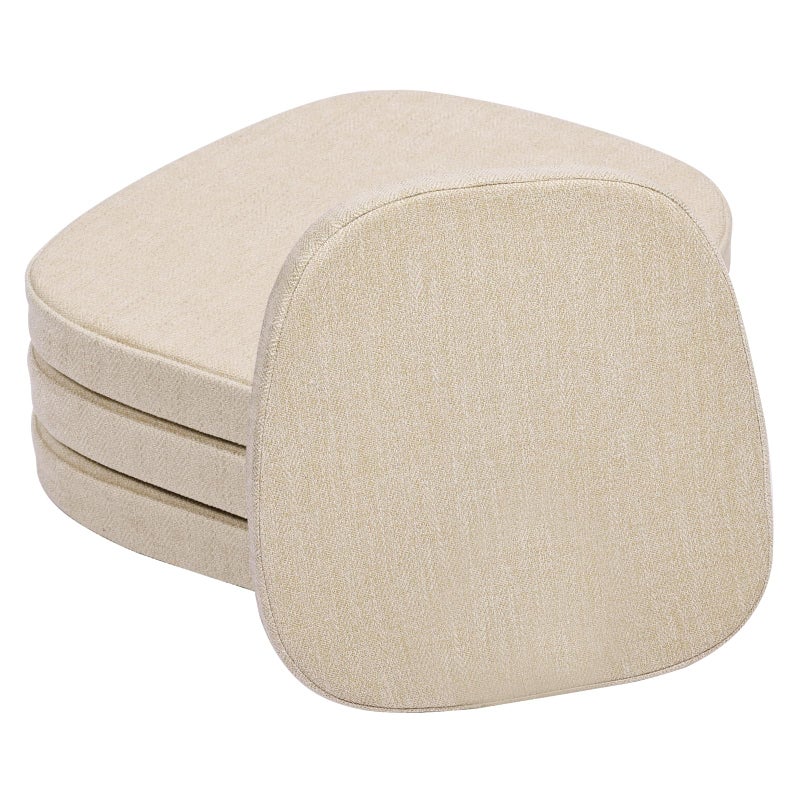 baibu 14In Metal Chair Cushion with Ties Set of 2 NonSlip Metal Dining Chair Pads Kitchen Seat Cushions with Machine Washable Cover 14x14x15in Beige