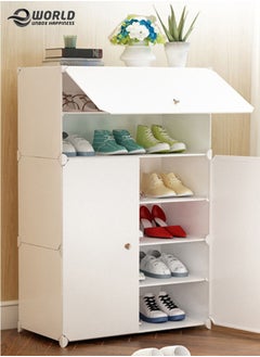 Eworld 3-Tier Stylish Plastic Shoe Organizer Rack for Entryway Hallway Storage Furniture with 3 Open Shelves  - Image 1