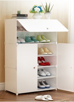 Eworld 3-Tier Stylish Plastic Shoe Organizer Rack for Entryway Hallway Storage Furniture with 3 Open Shelves  - Image 4