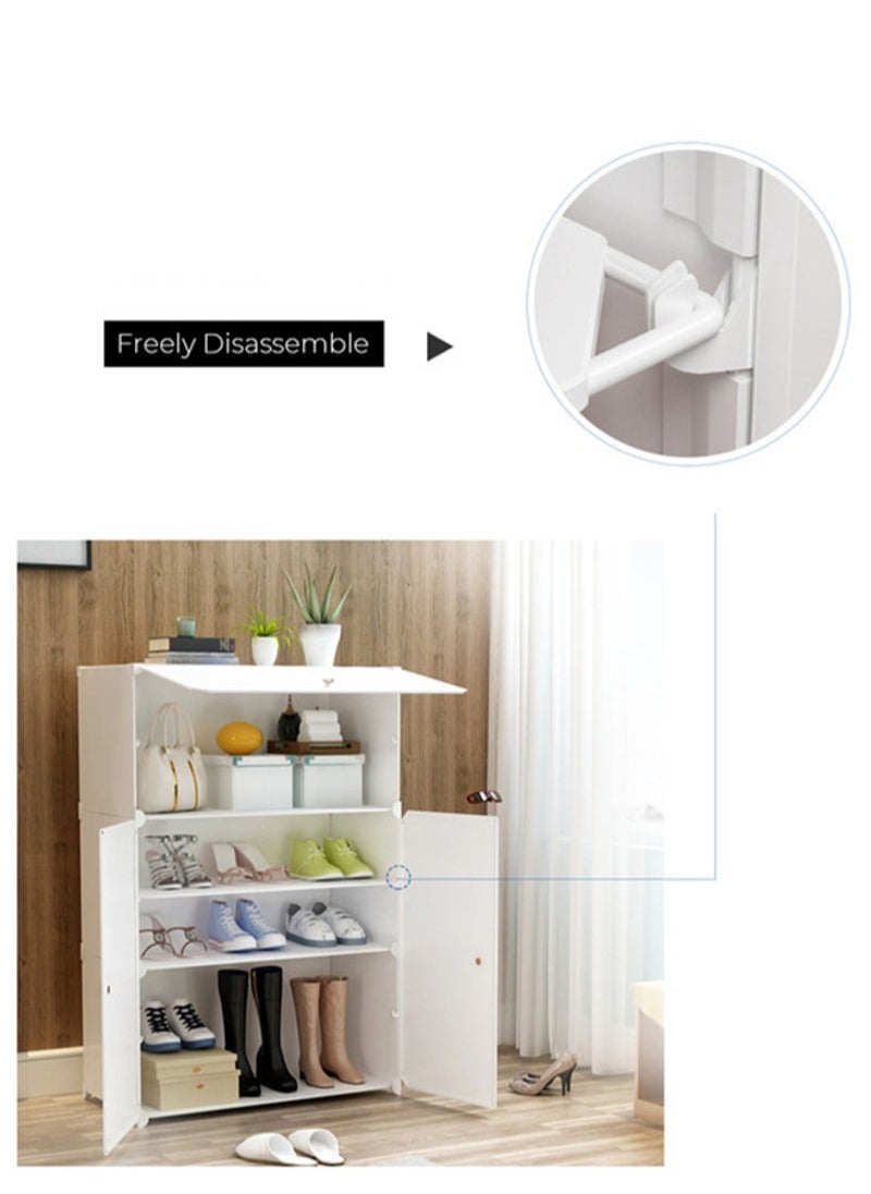 Eworld - 3-Tier Stylish Plastic Shoe Organizer Rack for Entryway Hallway Storage Furniture with 3 Open Shelves - Image 1
