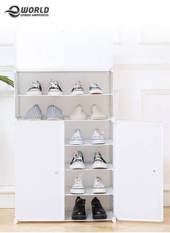 Eworld 3-Tier Stylish Plastic Shoe Organizer Rack for Entryway Hallway Storage Furniture with 3 Open Shelves  - Image 3