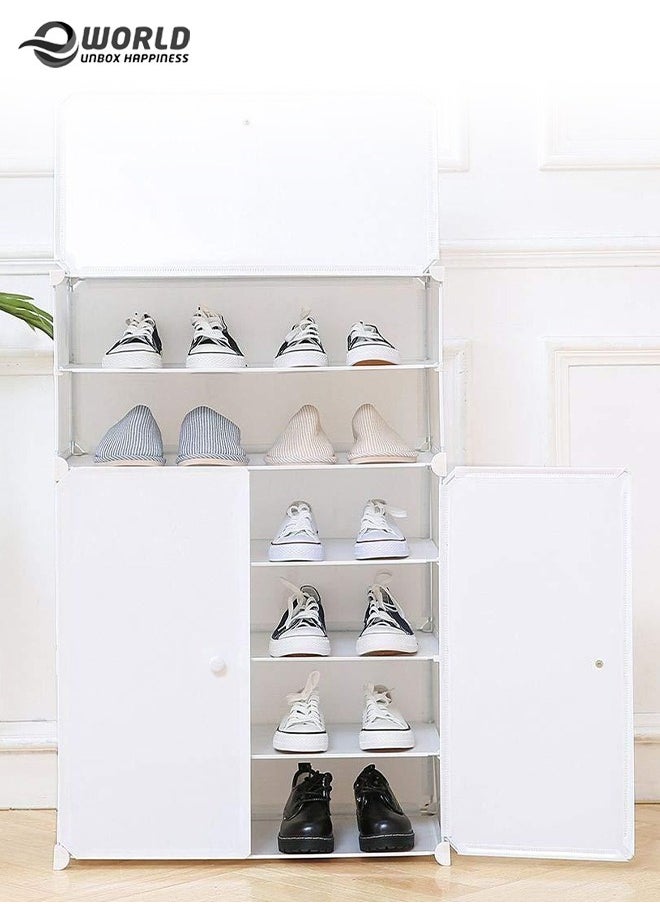 Eworld - 3-Tier Stylish Plastic Shoe Organizer Rack for Entryway Hallway Storage Furniture with 3 Open Shelves - Image 1