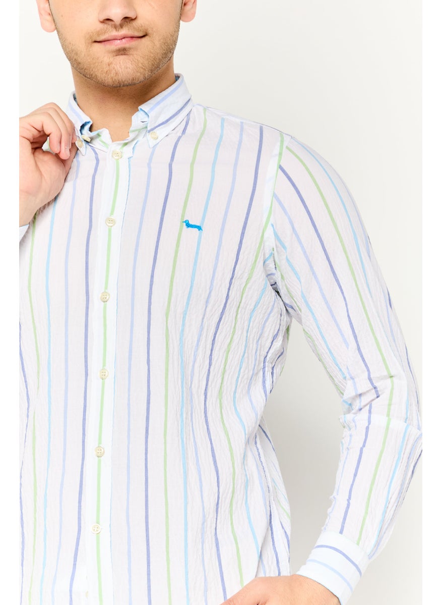 Harmont & Blaine - Men Regular Fit Stripe Long Sleeves Casual Shirt, White Combo - Image 1