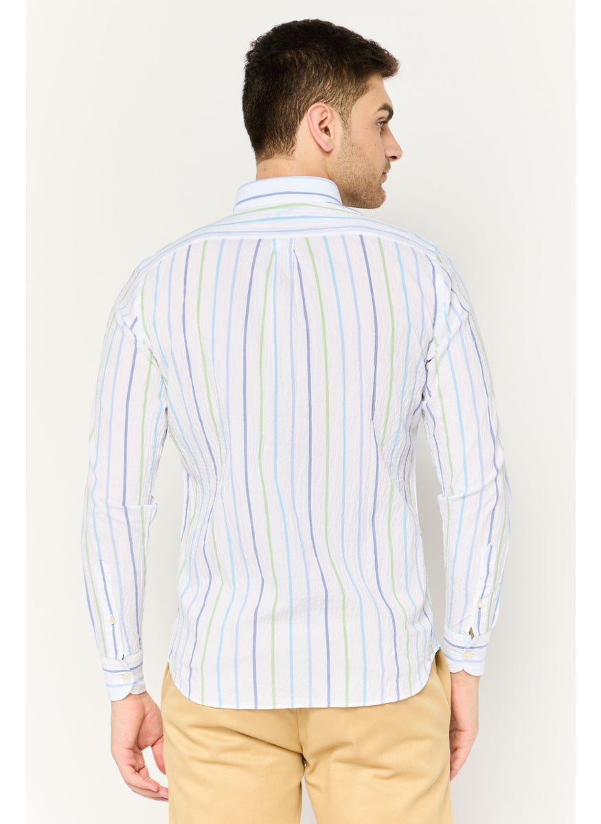 Harmont & Blaine - Men Regular Fit Stripe Long Sleeves Casual Shirt, White Combo - Image 1