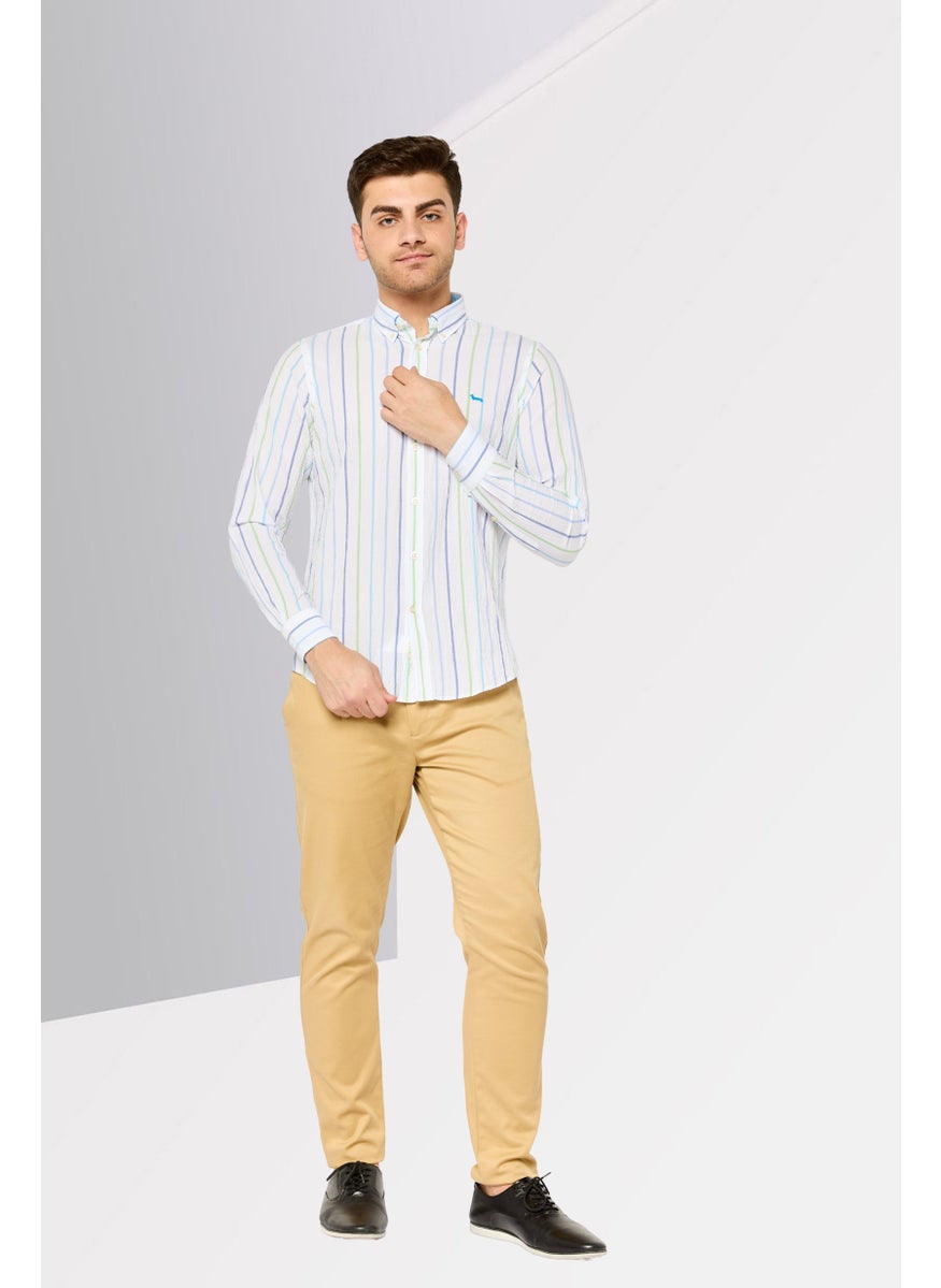 Harmont & Blaine - Men Regular Fit Stripe Long Sleeves Casual Shirt, White Combo - Image 1