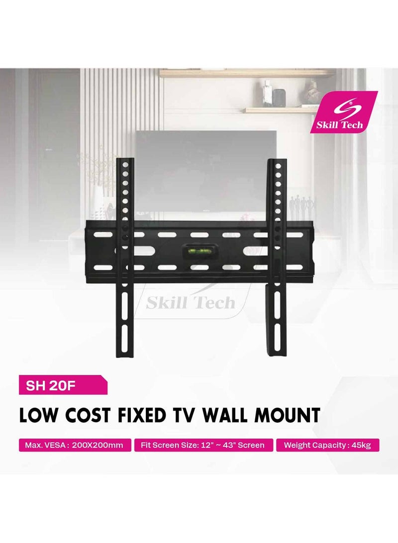 سكيل تك حامل حائطي ثابت فائق النحافة من سكيل تيك SH 20F للتلفزيونات بمقاس 12-43 بوصة | تصميم شبه مستوي بسمك 28 مم | أقصى مقاس VESA 200x200 | تلفزيون LED/منحني عالمي متين بوزن 45 كجم (99 رطلاً) - Image 3