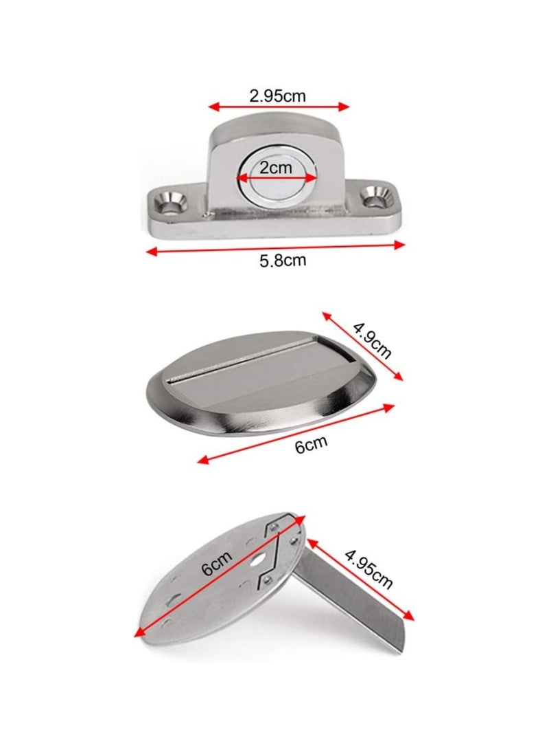 SOLARAE Heavy Duty Magnetic Door Stopper - 2 Pack Silver Metal Door Catch with 3M Self-Adhesive, Floor Mounted, Anti-Corrosion, No Drilling Required, Easy Installation. - Image 3