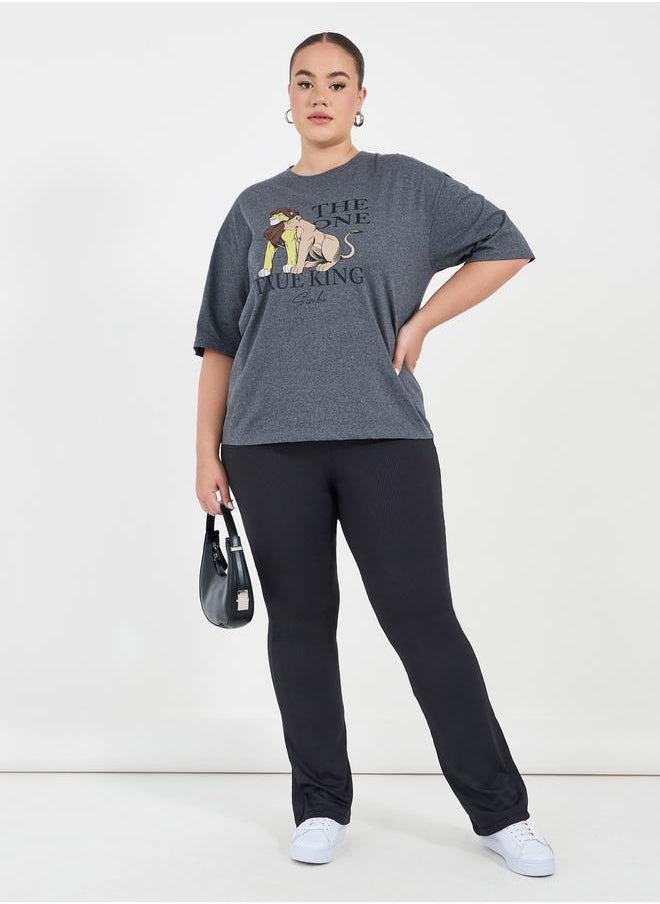 Styli Plus Size Graphic Print Round Neck T-Shirt  - Image 2