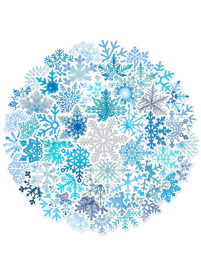 ملصقات ندفة الثلج الشتوية، 50 قطعة، ديكورات الحفلات، هدايا، ملصقات ثلج من الفينيل المقاوم للماء، للحرف اليدوية، مظاريف الشتاء، هدايا، زجاجات المياه، حقيبة الكمبيوتر المحمول - Image 1