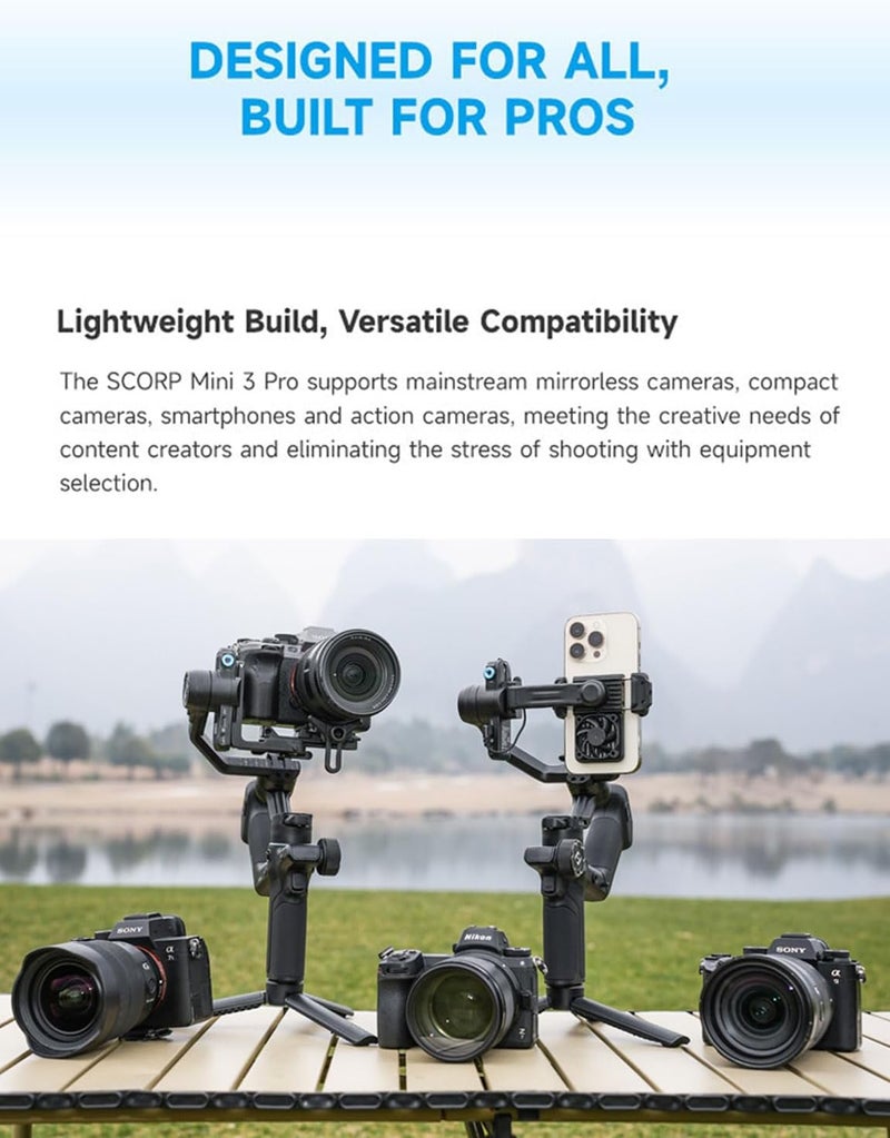 FeiyuTech SCORP Mini-3-Pro Gimbal Stabilizer for Cameras and Smartphones with AI Tracking - Image 2
