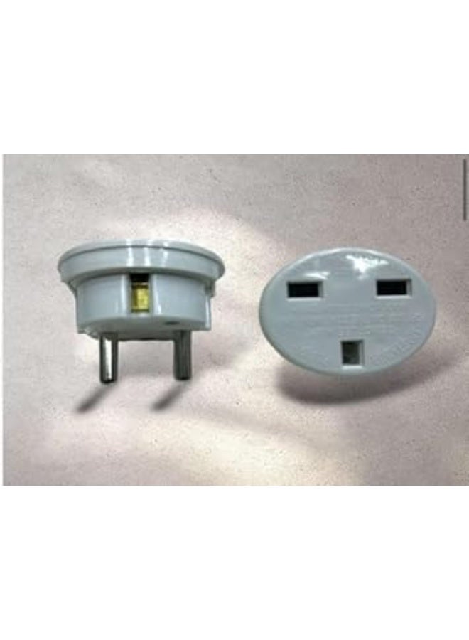 2-pin to 3-pin power plug adapter for use with European/American plug devices in 2 outlets